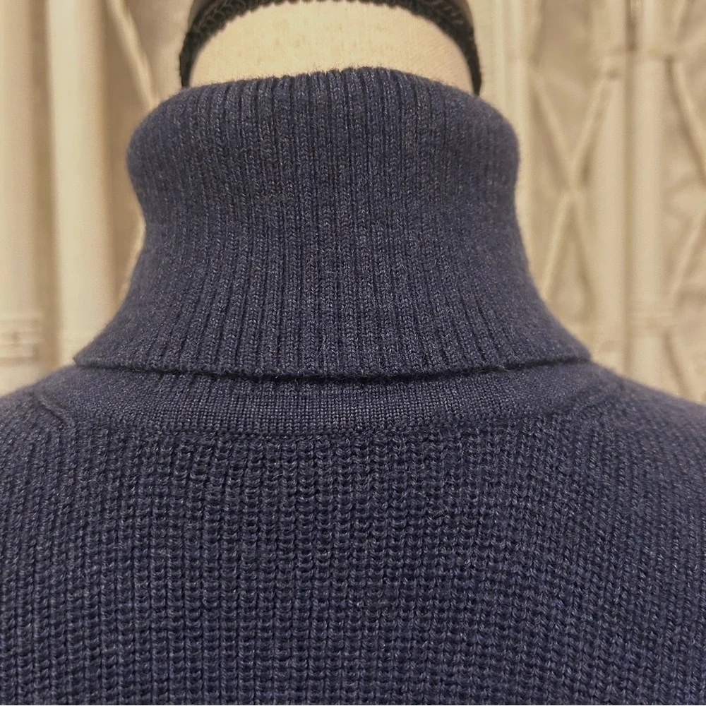 Todd Snyder Sweater Italian Merino Wool Retro Turtle Neck Navy Blue Men's Medium